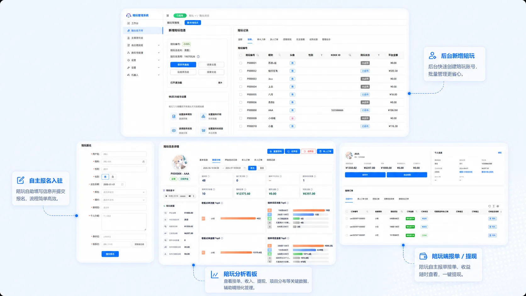 趣陪 SaaS 陪玩管理流程截图